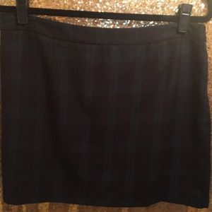 GAP Navy Blue and Dark Green Plaid Mini Skirt